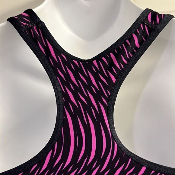 Under Armour Black/Pink Abstract Design Compression HeatGear Sports Bra- Medium - Picture 6 of 9